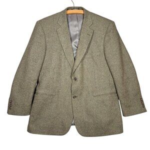 Barrington Mens 44R Tweed Blazer Sport Coat Herringbone Olive Jacket Wool Vtg